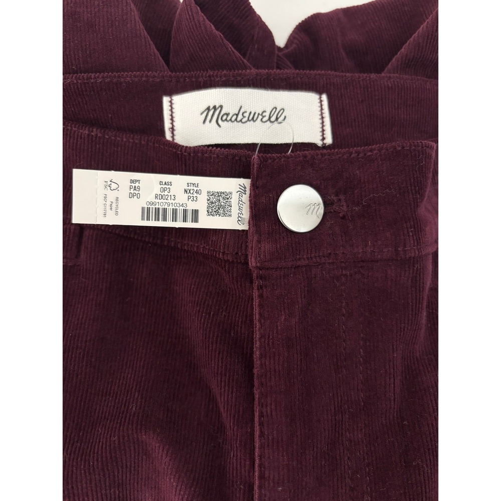 NEW Madewell Petite Wide-Leg Pant Dark Pomegranate Corduroy Size 33P - Picture 2 of 8